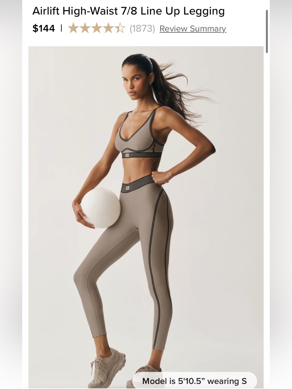 ALO Yoga Airlift High-Waist 7/8 Line Up Legging Gravel Tan XXS NWOT!!